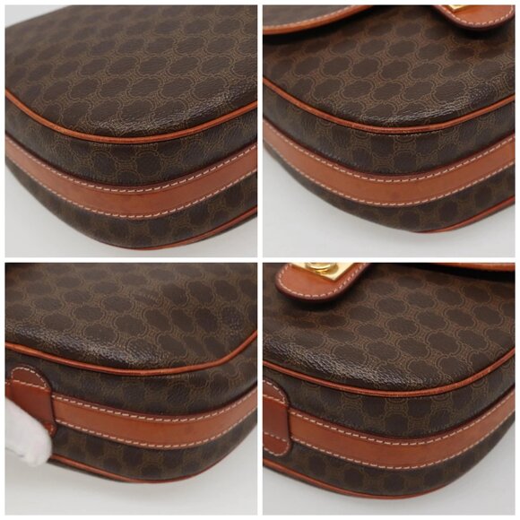 CELINE Macadam Canvas Shoulder Bag PVC Leather Brown Gold Auth 121703 - Picture 15 of 16